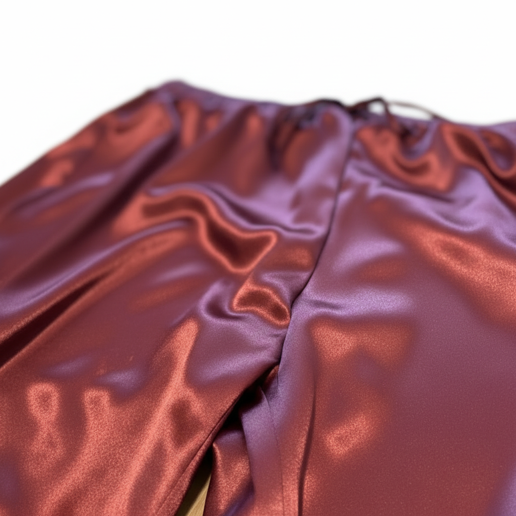 Soft Flow バーガンディサテンパンツ