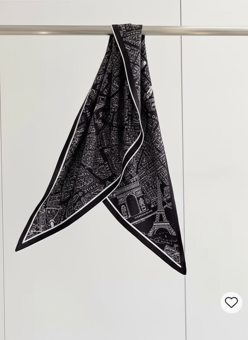 パリ地図シルクスカーフ｜Paris Map Silk Scarf