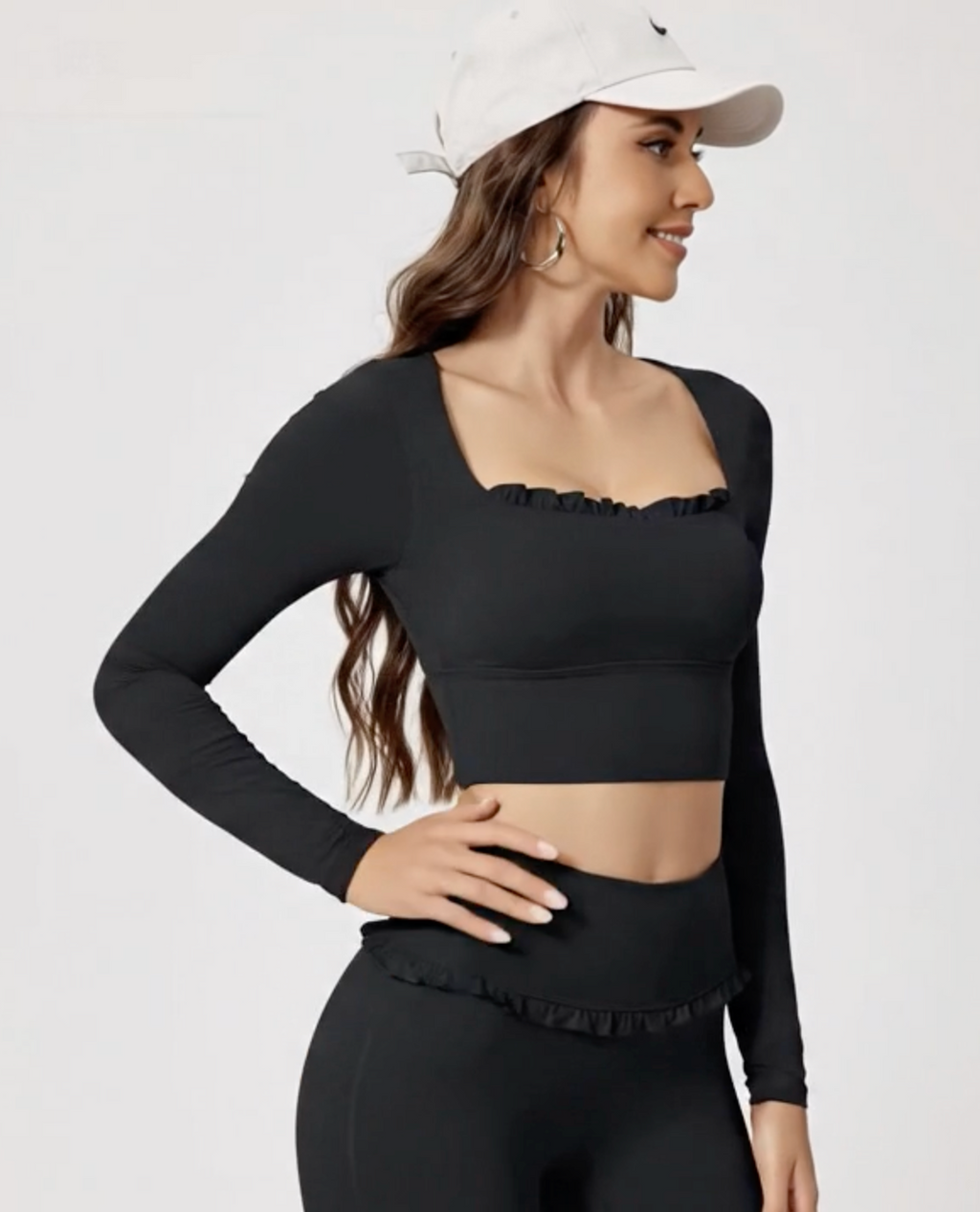 Celoume Active – Black Flow Yoga Set (Frill Bootcut)  （セ・ルー・ム アクティブ ブラックフローヨガセット〈フリルブーツカット〉）