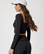 Celoume Active – Black Flow Yoga Set (Frill Bootcut)  （セ・ルー・ム アクティブ ブラックフローヨガセット〈フリルブーツカット〉）