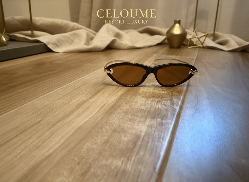 Celoume Gold Accent Slim Cat-Eye Sunglasses – 3 Colors