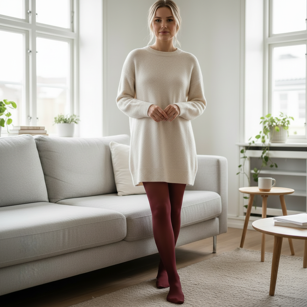 Soft Everyday バーガンディタイツ　(120デニール）