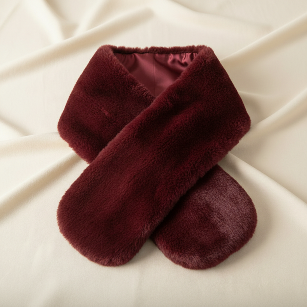 Soft Luxury スリットデザイン大判ファーマフラー（28×158cm）