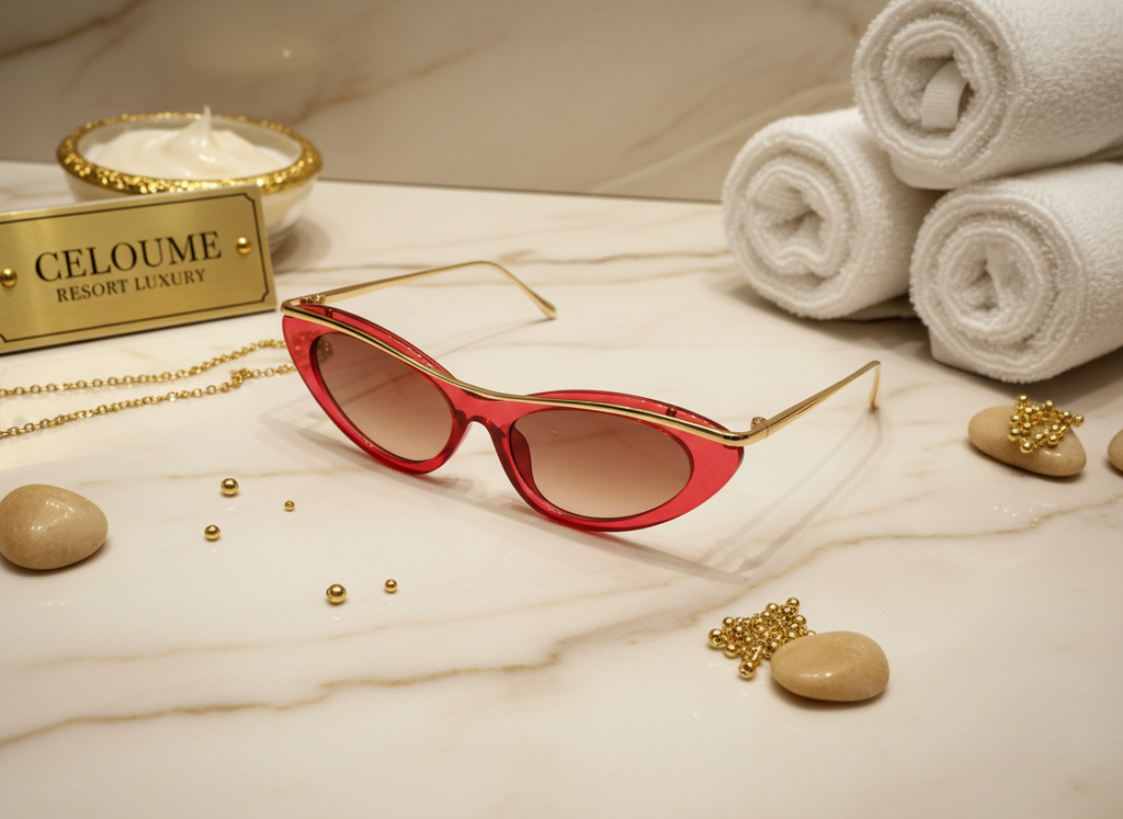 Celoume Gold Accent Slim Cat-Eye Sunglasses – 3 Colors