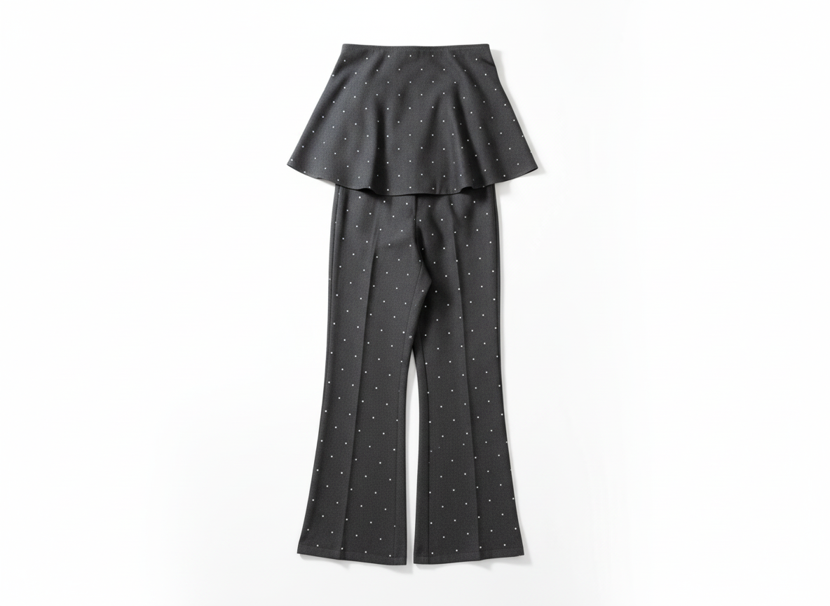 クリスタルドット ベアトップ・ペプラム & フレアパンツ セットアップ