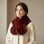 Soft Luxury スリットデザイン大判ファーマフラー（28×158cm）