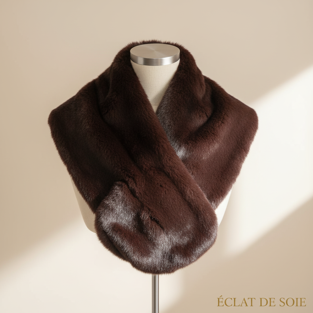 Soft Luxury スリットデザイン大判ファーマフラー（28×158cm）