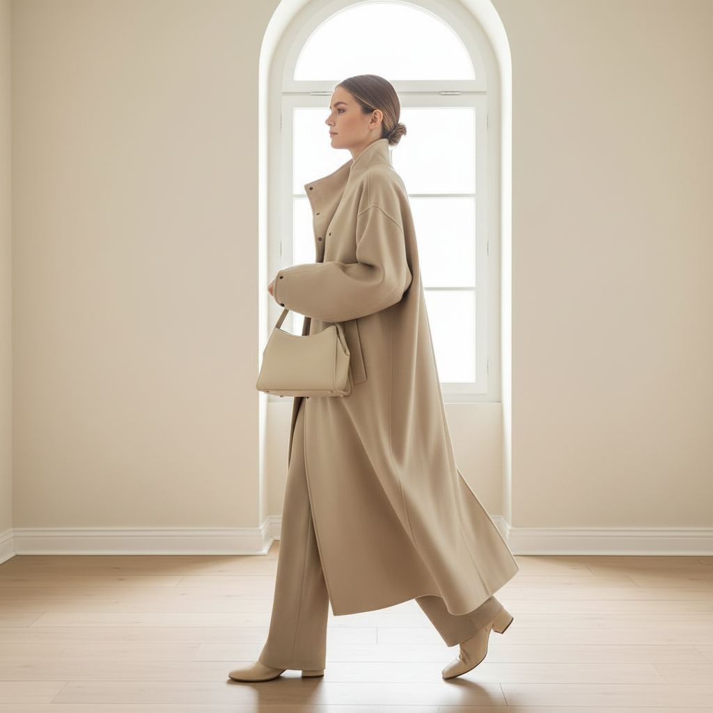 Dropped Shoulder Long Coat