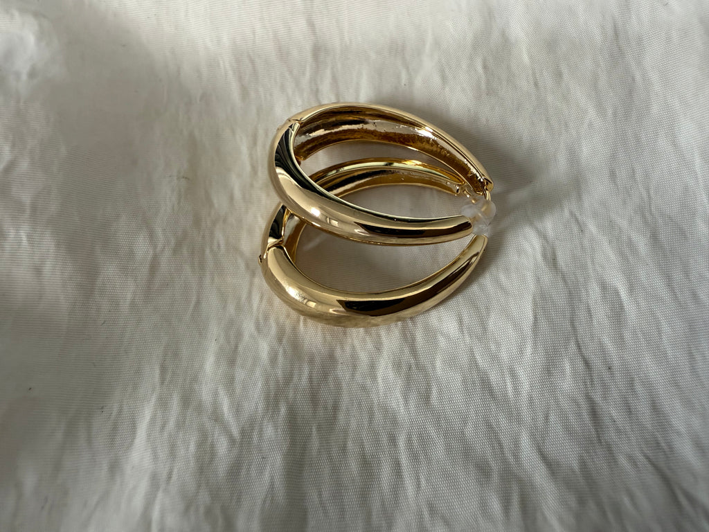 Volume Gold Hoop Earrings (Silver925 Post)
